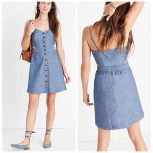Madewell Chambray Cutout Cami Mini Dress in Classic Indigo | Size 12